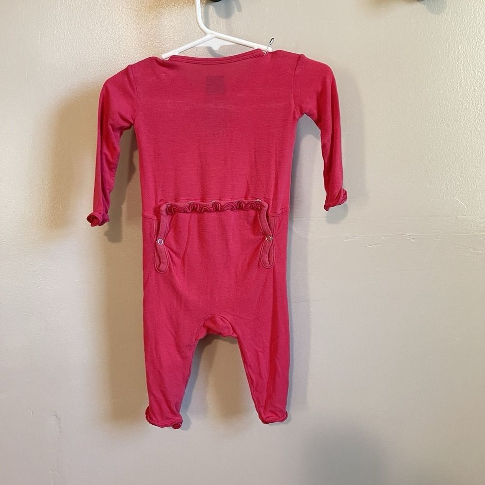 Kickee Pants Bamboo Ruffle Snap Romper Bright Pink 3-6m - Picture 4 of 5
